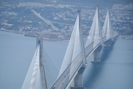 The Rion-Antirion bridge, linking the Peloponnese to mainland Greece
